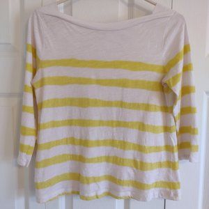 Yellow and White Striped Boatneck Top